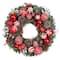 Haute Decor 26" Pre-Lit Holiday Times Red & White Ornament, Berry & Pinecone Wreath, Soft White LED Lights